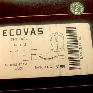 Tecovas Roper boots in black size 11 wide. Never worn